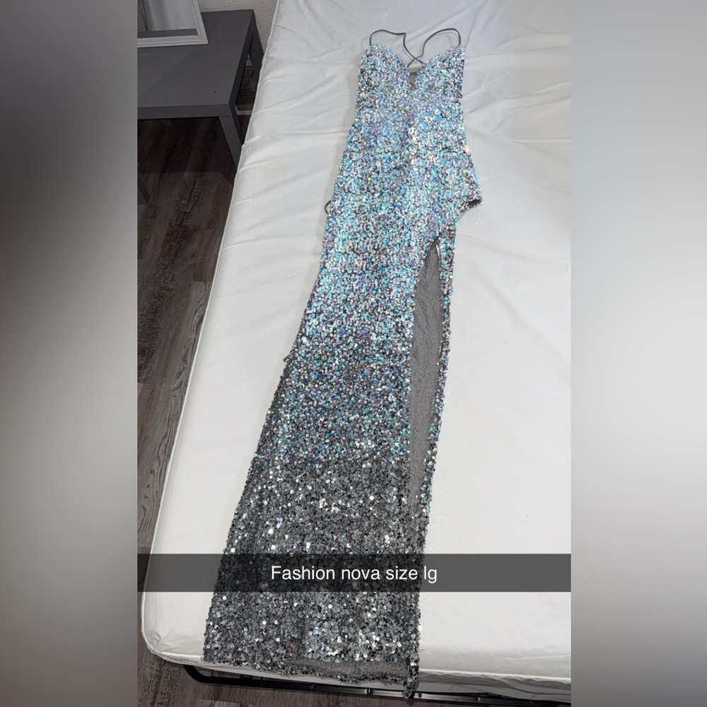 Silver Sequin Ombre Maxi dress